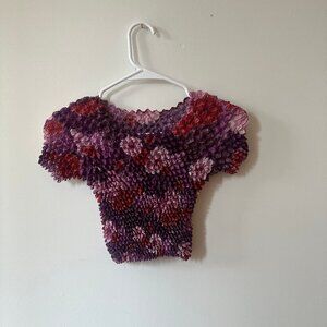 Floral Ruffle Light Weight Short Sleeve Top